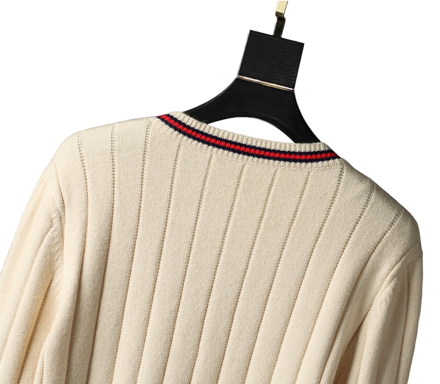 Gucci Web stripe V-Neck knitted Jumper