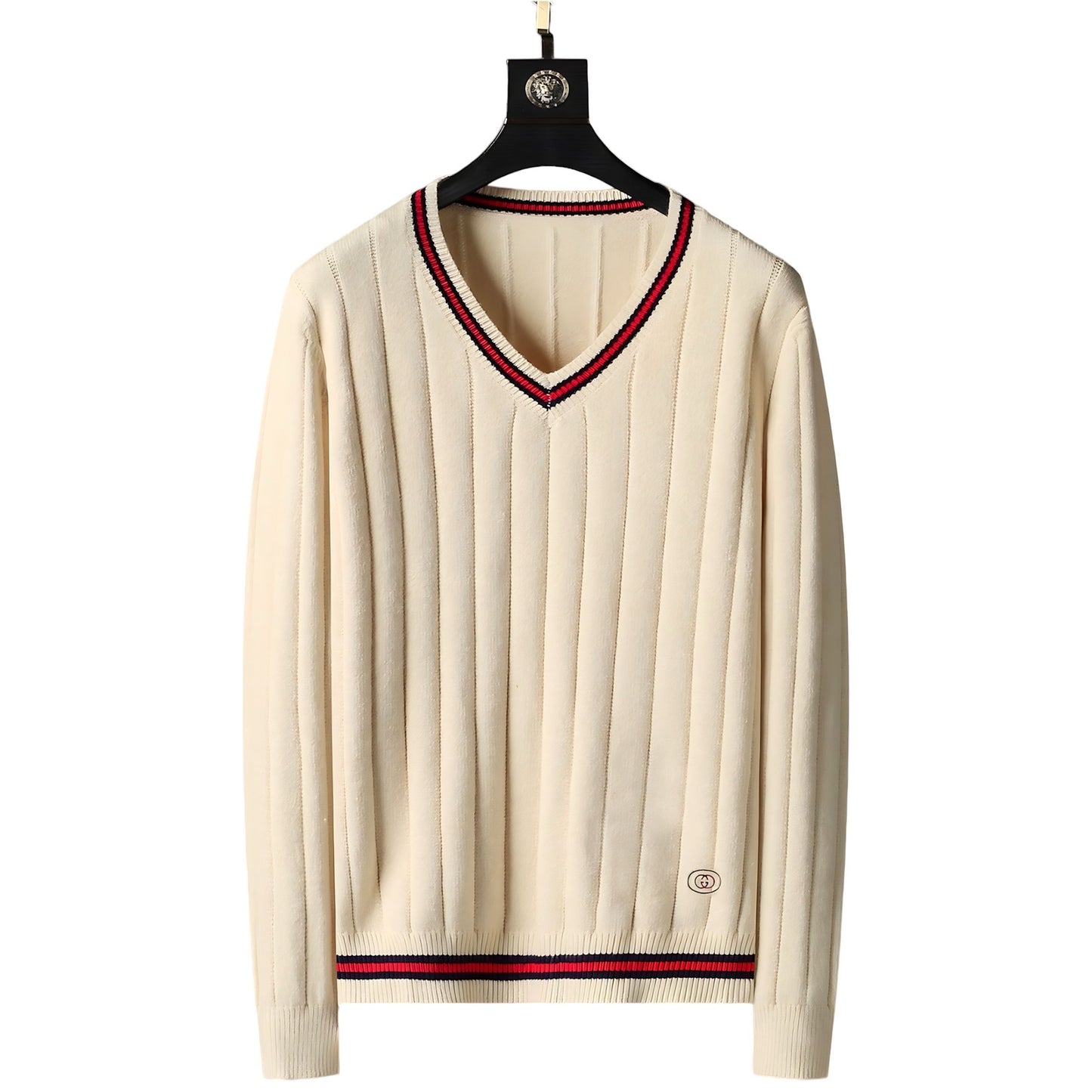 Gucci Web stripe V-Neck knitted Jumper