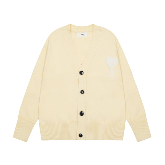 AMI Paris Ami De Coeur Cardigan - Beige