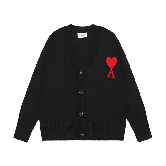 AMI Paris Ami De Coeur Cardigan - Black