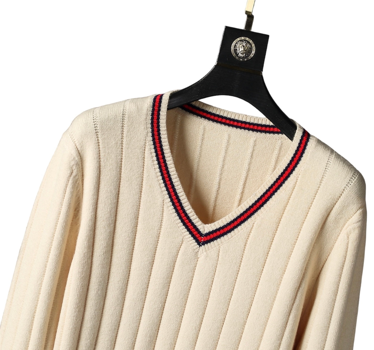 Gucci Web stripe V-Neck knitted Jumper