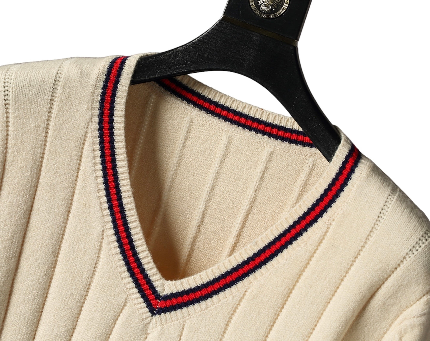 Gucci Web stripe V-Neck knitted Jumper