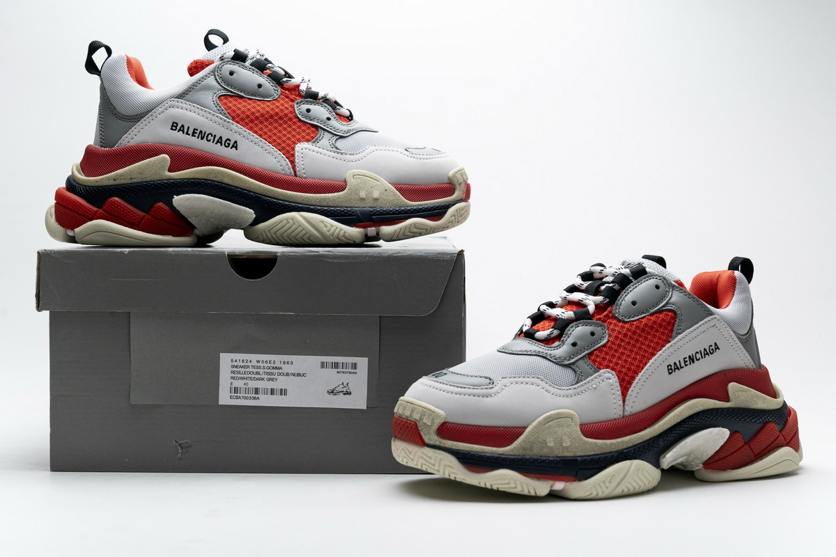 Balenciaga Triple S Red White Dark Grey