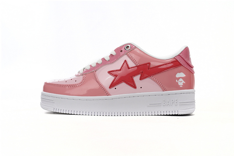 A Bathing Ape Bape Sta Low Pink Paint Leather