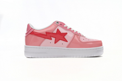 A Bathing Ape Bape Sta Low Pink Paint Leather