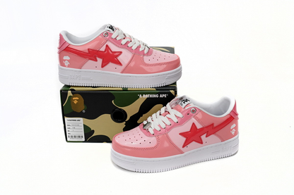 A Bathing Ape Bape Sta Low Pink Paint Leather